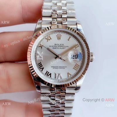 Swiss Replica Rolex Datejust Stainless Steel VI IX Diamond Watch